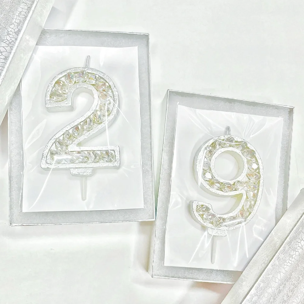 New! Rhinestone Candle Number Birthday Candle Cake Topper Party Supply Gifts